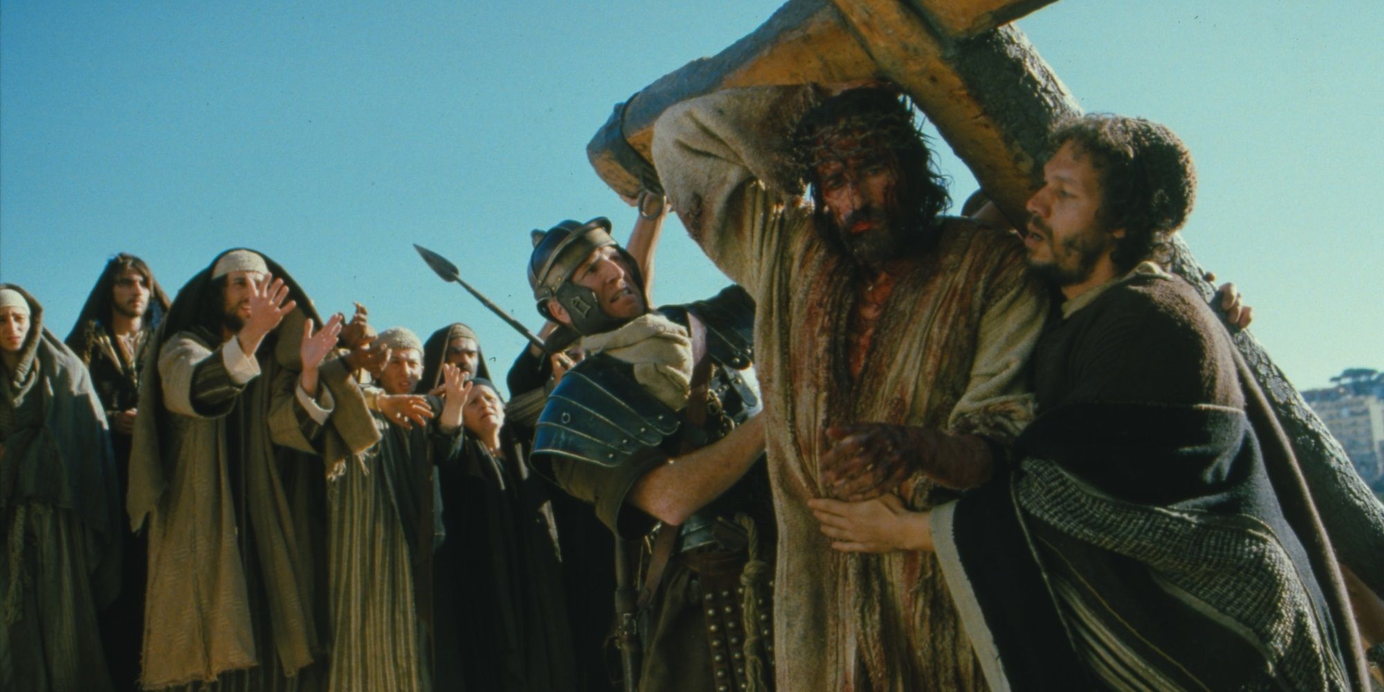 Jesus carrying the cross in The Passion of the Christ
