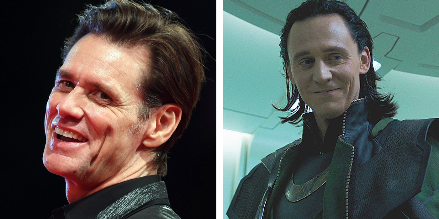 Jim Carrey and Tom Hiddleston as Loki