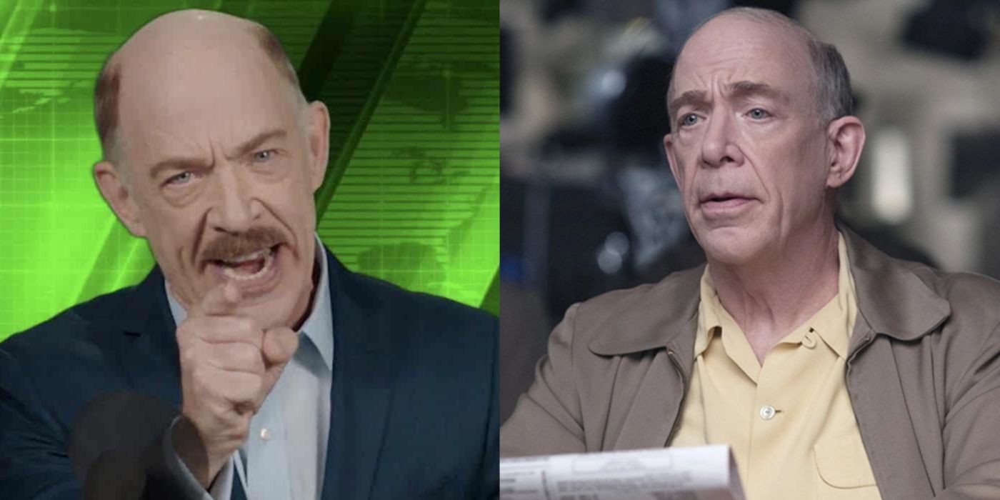 Split image of JK Simmons in Spider-Man No Way Home and Being the Ricardos