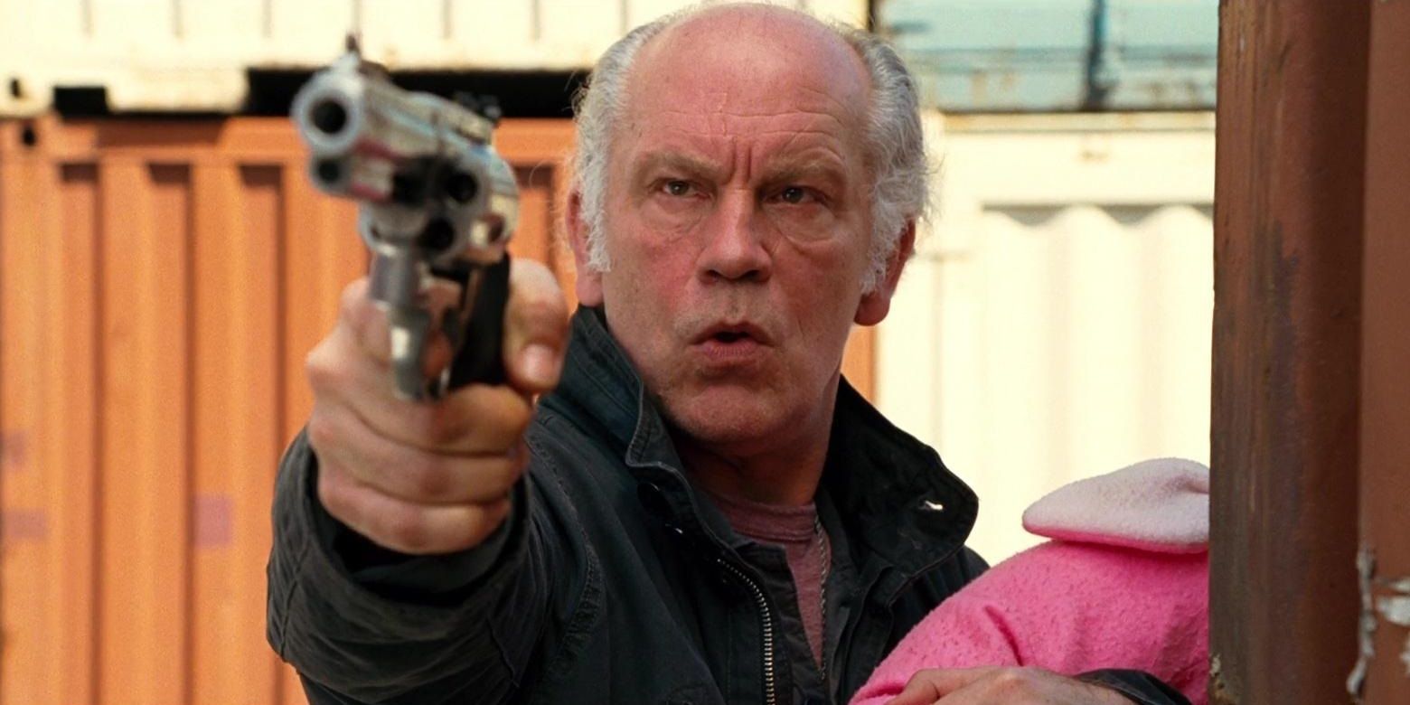 John Malkovich with a pistol in Red
