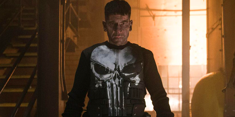jon bernthal as frank castle/punisher in Punisher, looking offscreen