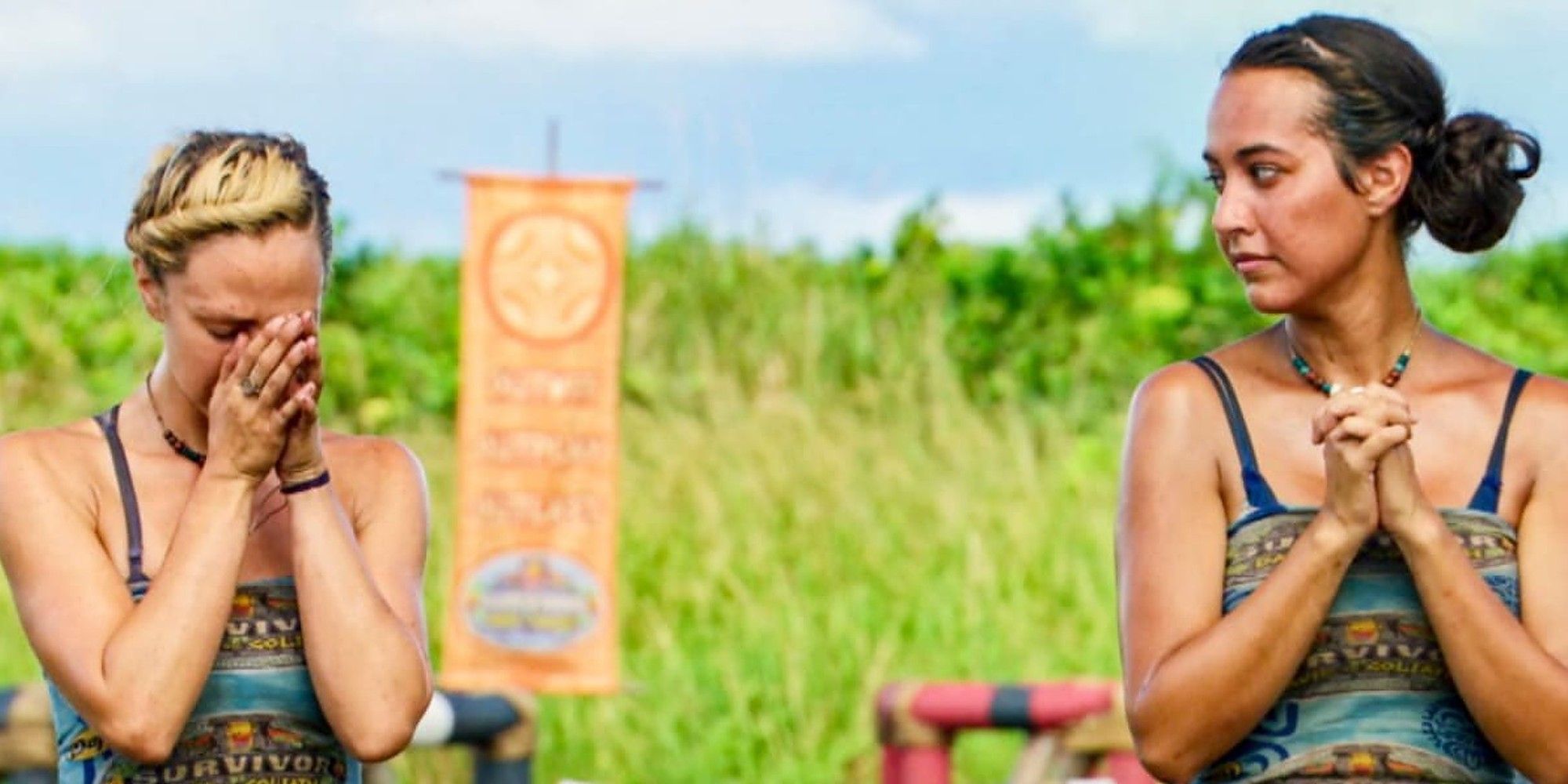 Kara and Angelina from Survivor dramatic moment during challenge