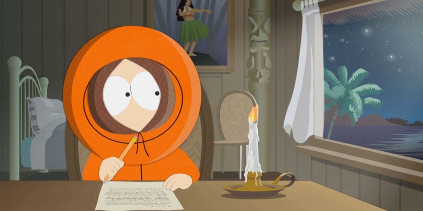 Kenny writing a letter in South Park