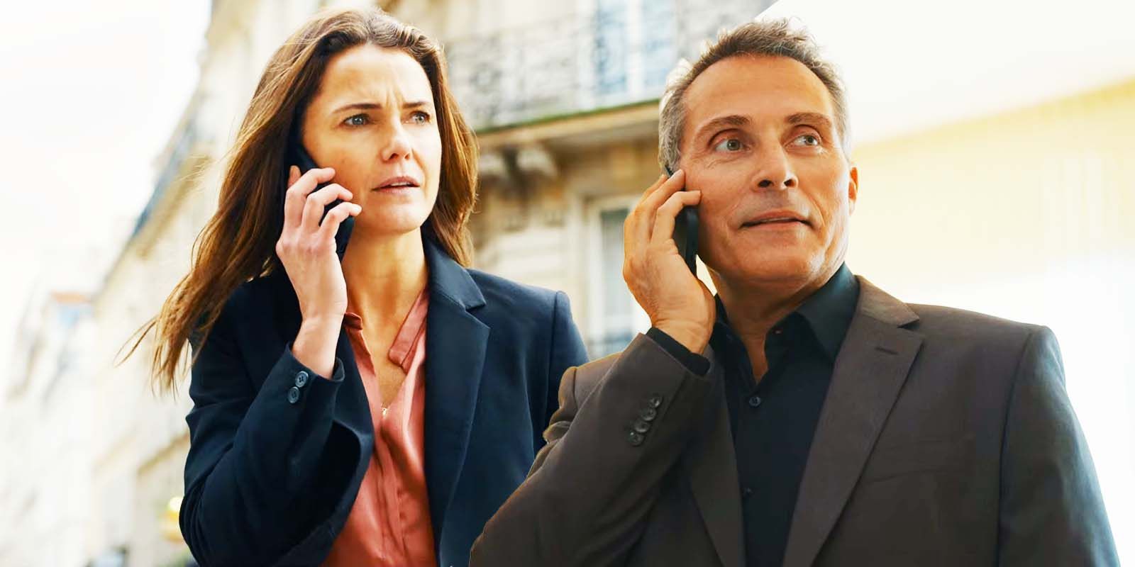 Keri Russell as Kate Wyler and Rufus Sewell as Hal Wyler in The Diplomat episode 8