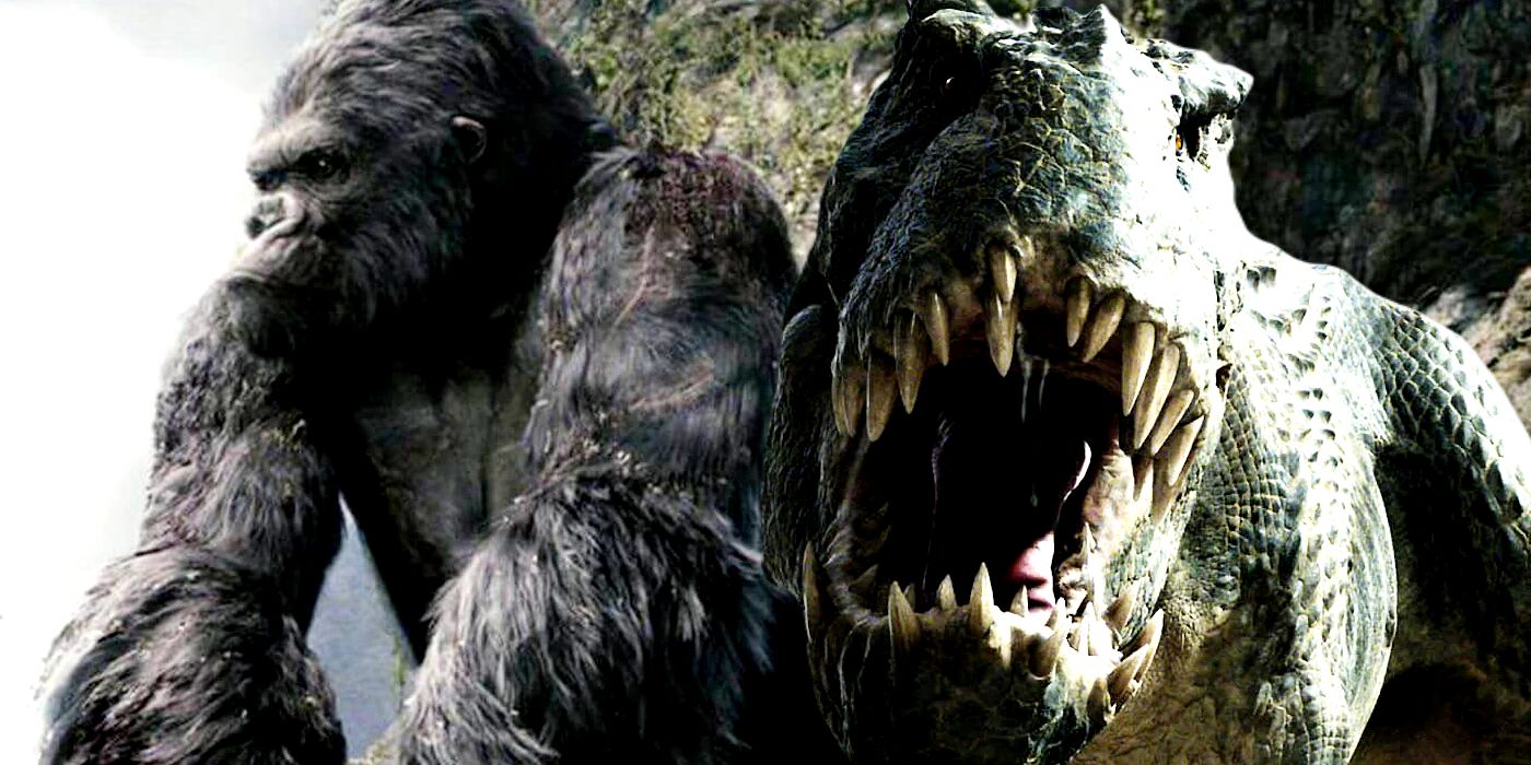 Screencap of Kong from King Kong (2005) and the V Rex from the same film.