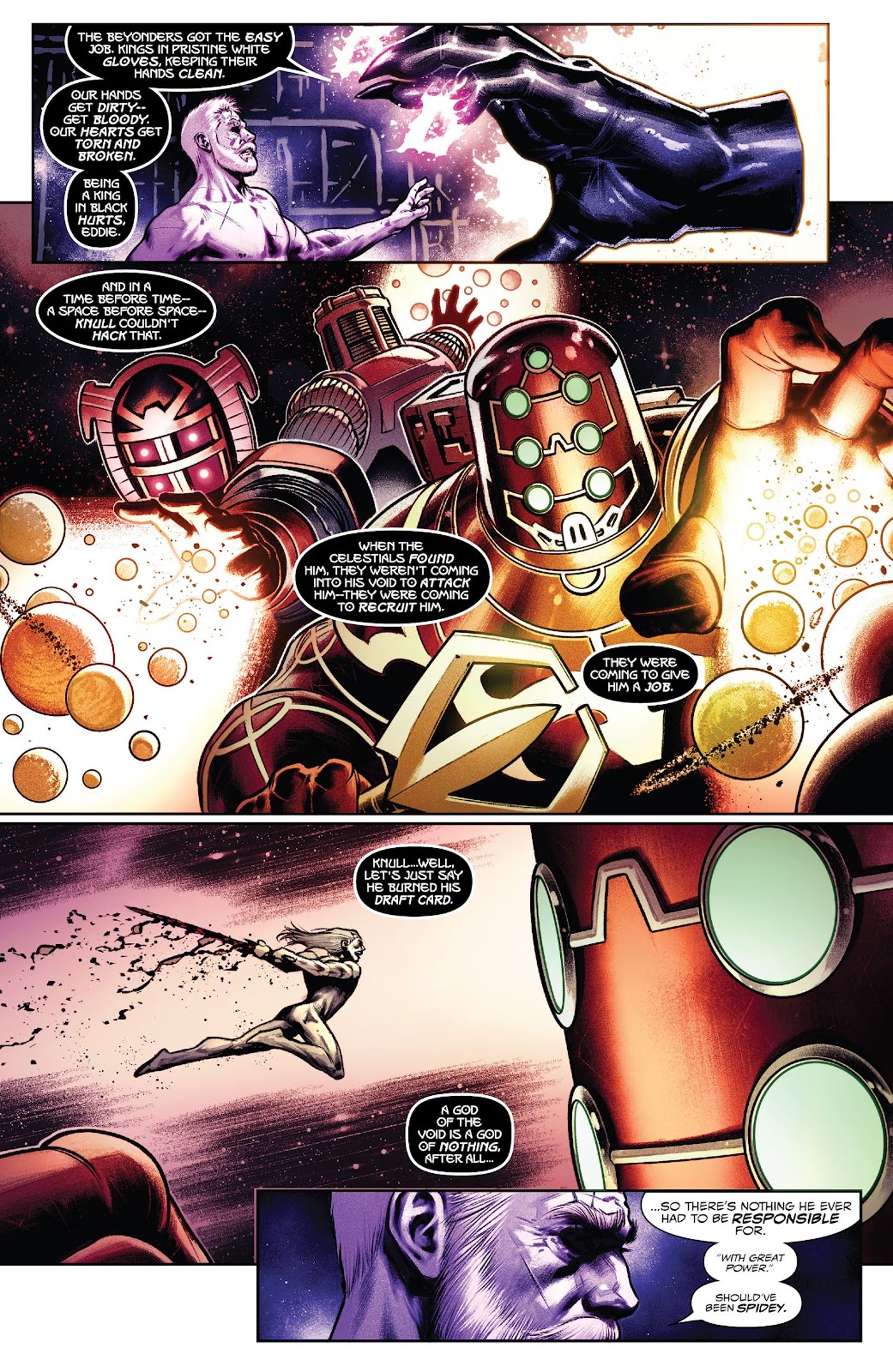 Knull luta contra os Celestiais na Marvel Comics