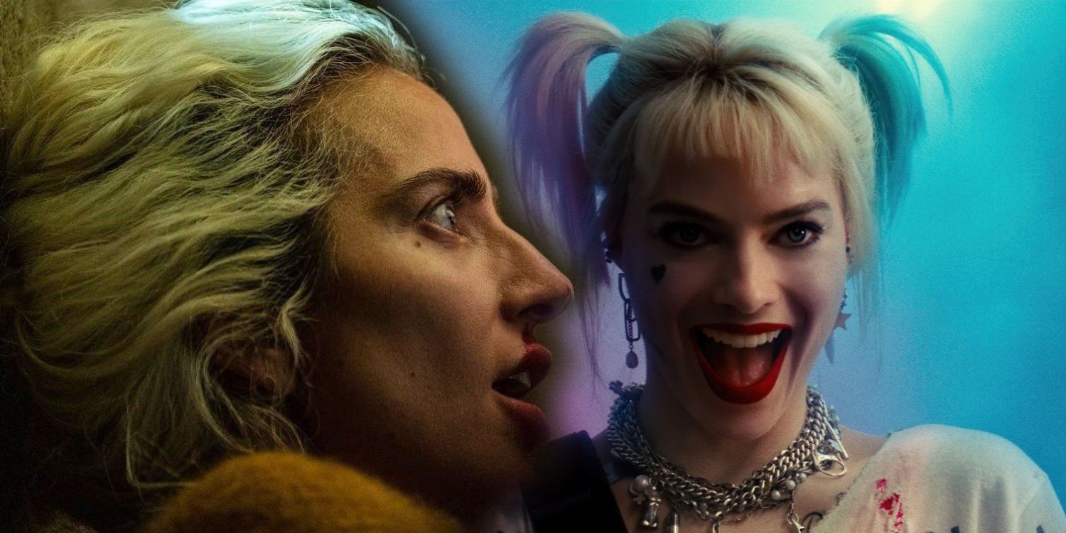 Lady Gaga as Harley Quinn in Joker 2 and Margot Robbie as Harley Quinn in Birds of Prey