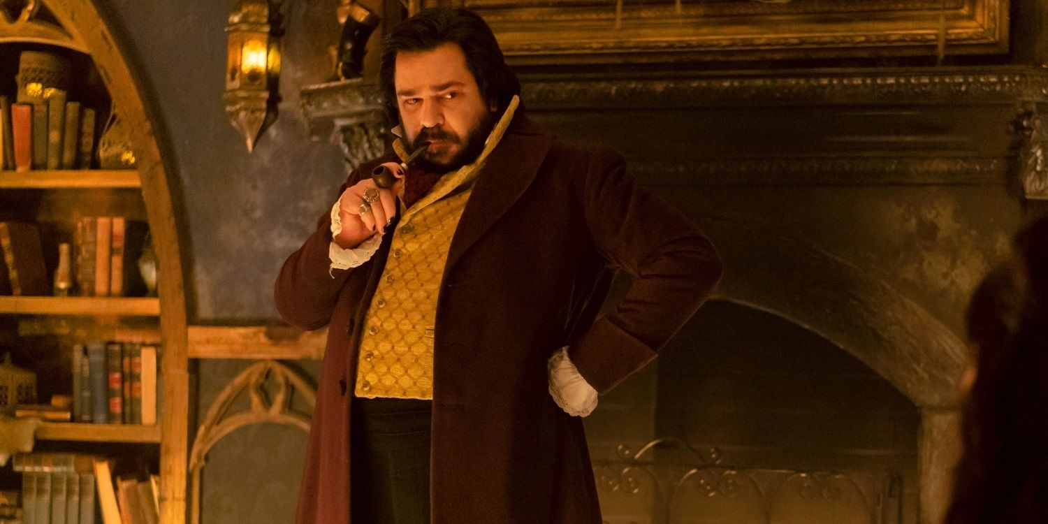 Laszlo smoking a pipe in What We Do in the Shadows