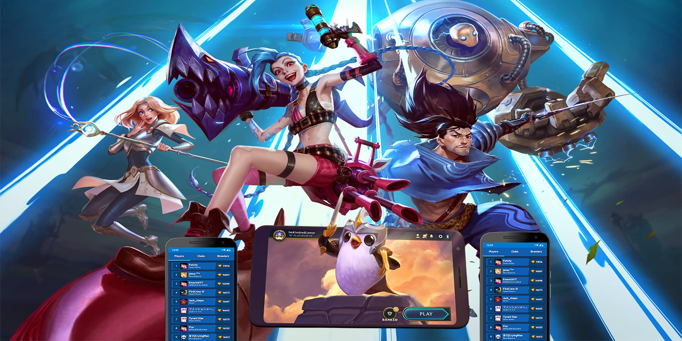 League of legends promo image overlaid with companion apps