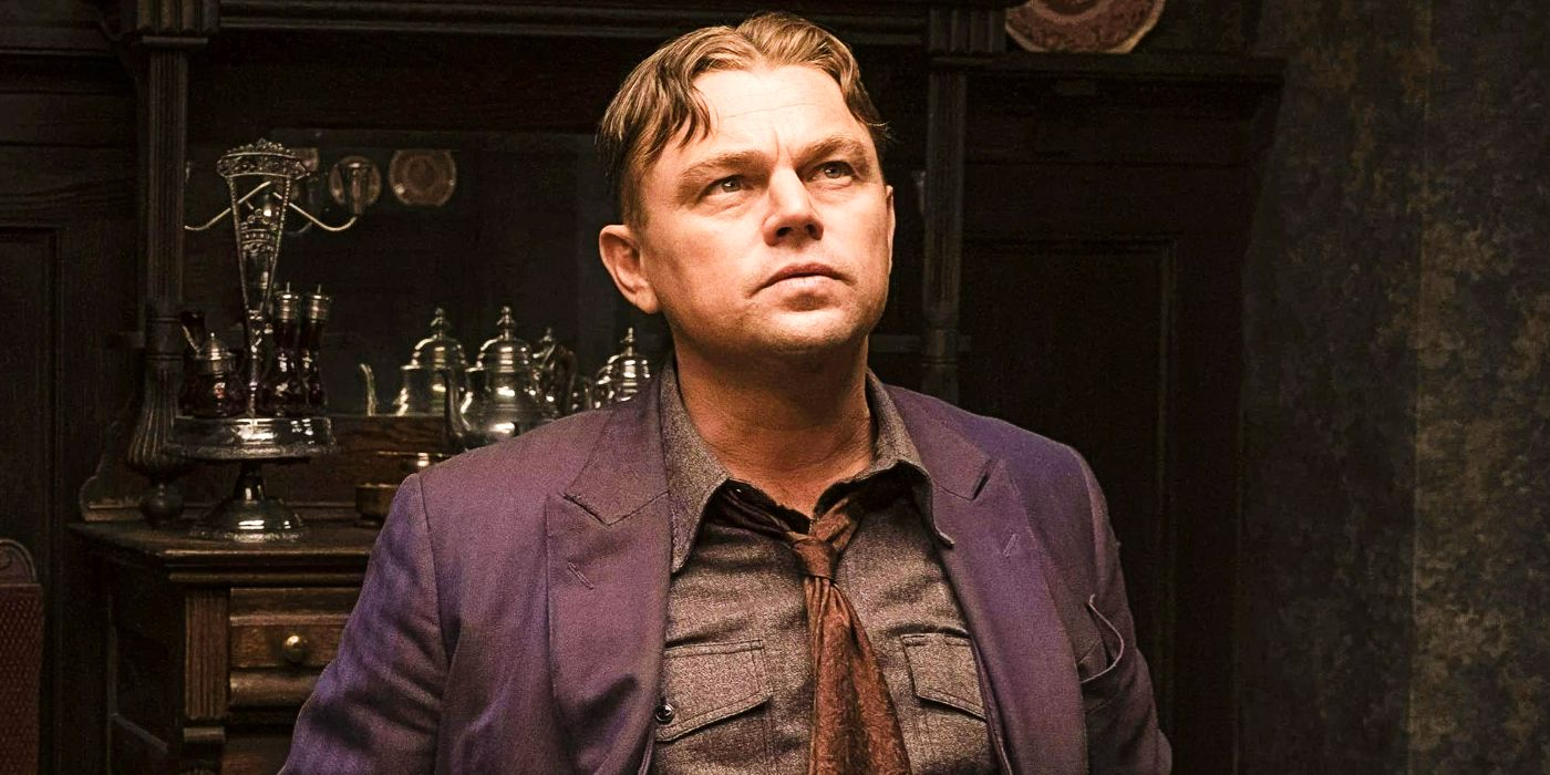 Leonardo DiCaprio as Ernest Burkhart looking up in Killers of the Flower Moon