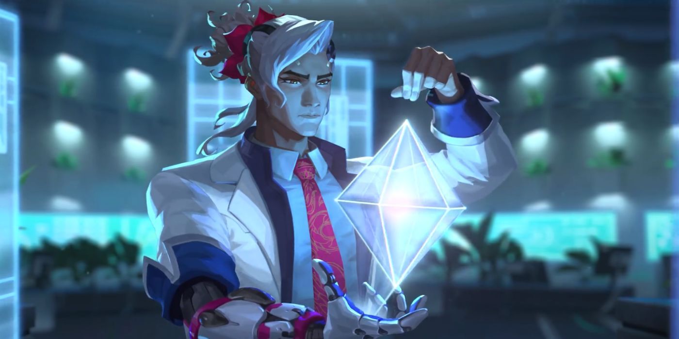 An artistic representation of Lifeweaver in a lab coat and holding a prism of light in Overwatch 2.