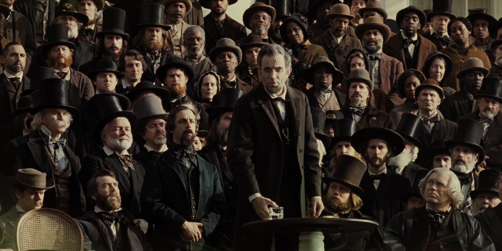 Lincoln given a speech in the movie. 