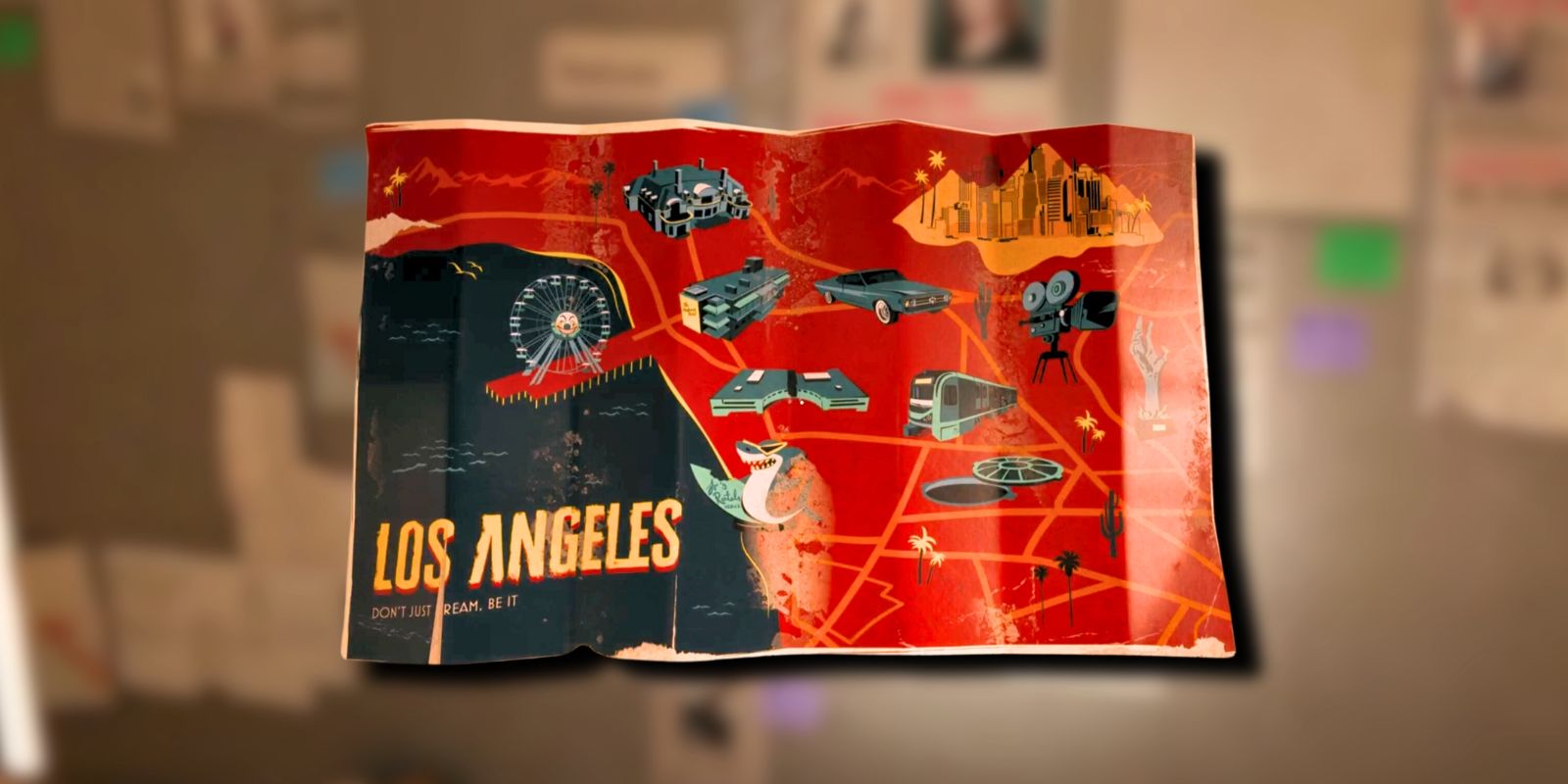LA map over missing person poster wall in Dead Island 2
