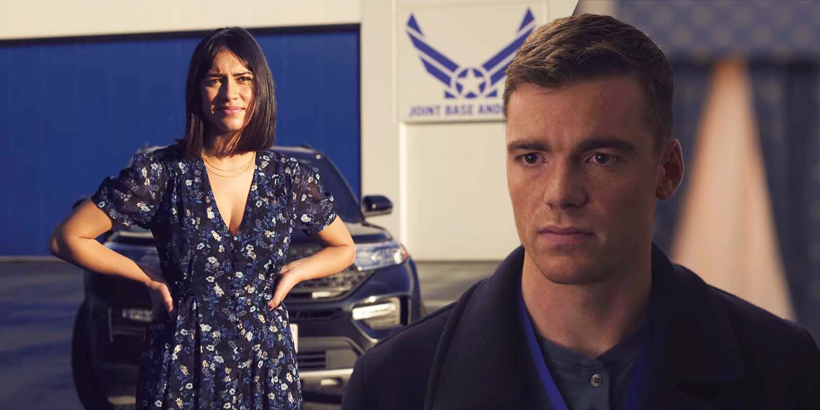 Luciane Buchanan as Rose Larkin and Gabriel Basso as Peter Sutherland in The Night Agent season 1 episode 10