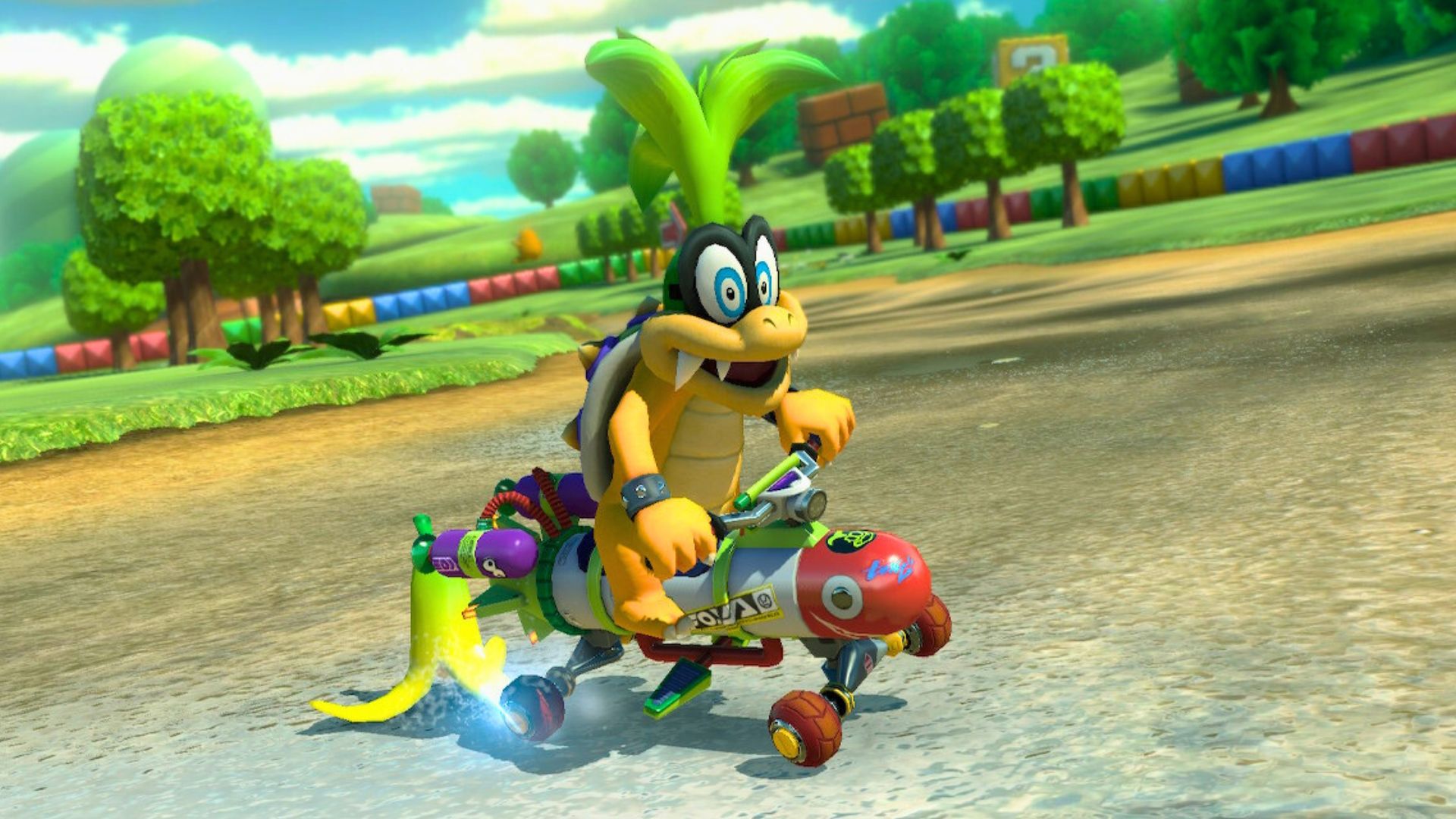 Mario Kart 8 Deluxe replay closeup of Iggy on Inkstriker