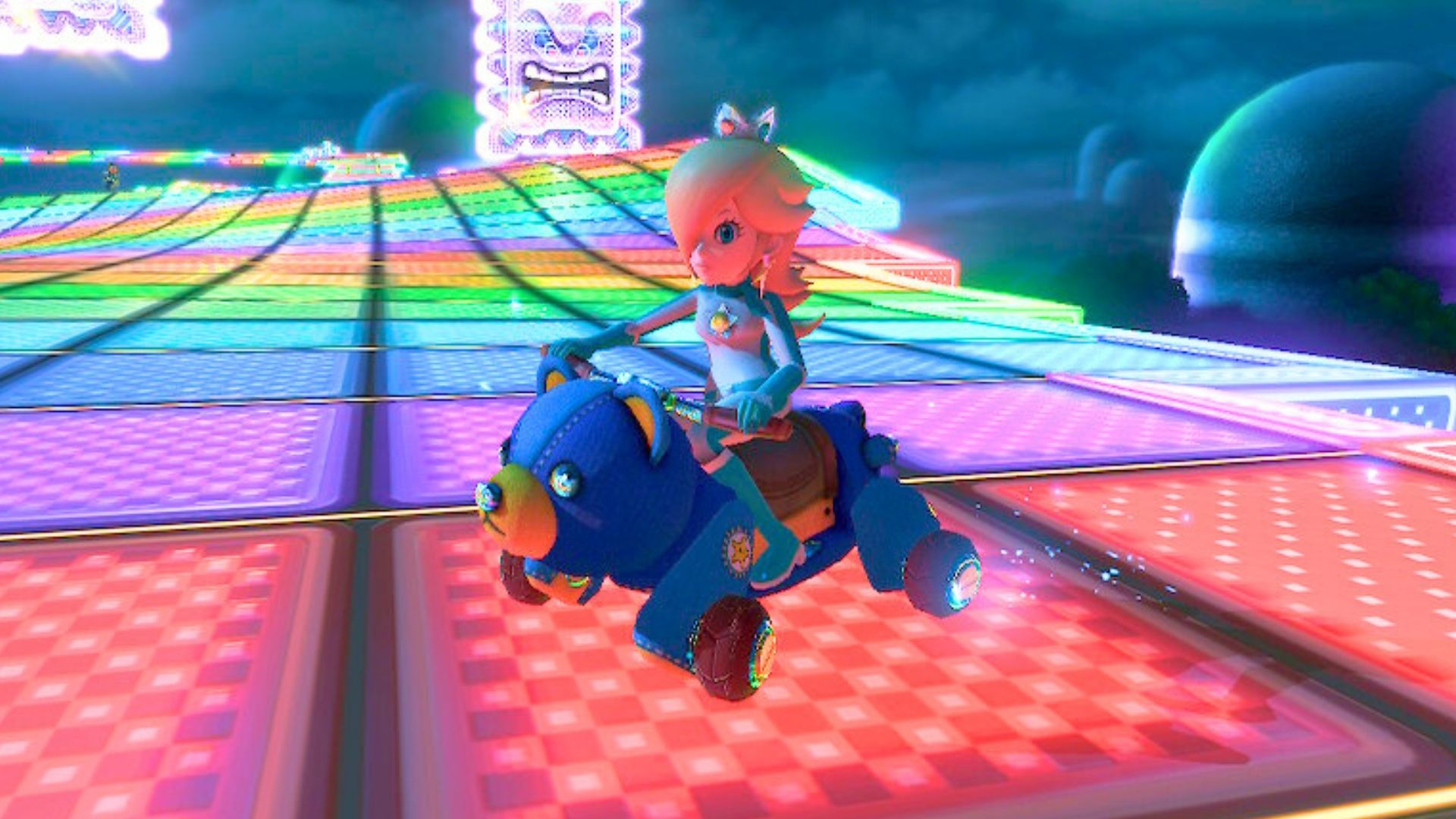 Mario Kart 8 Deluxe replay closeup of Rosalina on Teddy Buggy