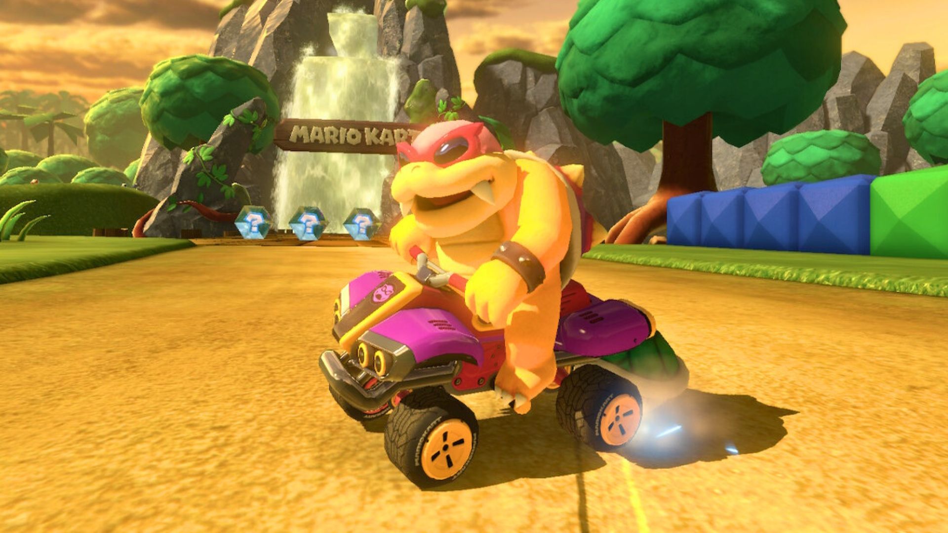 Mario Kart 8 Deluxe replay closeup of Roy on ATV Kart