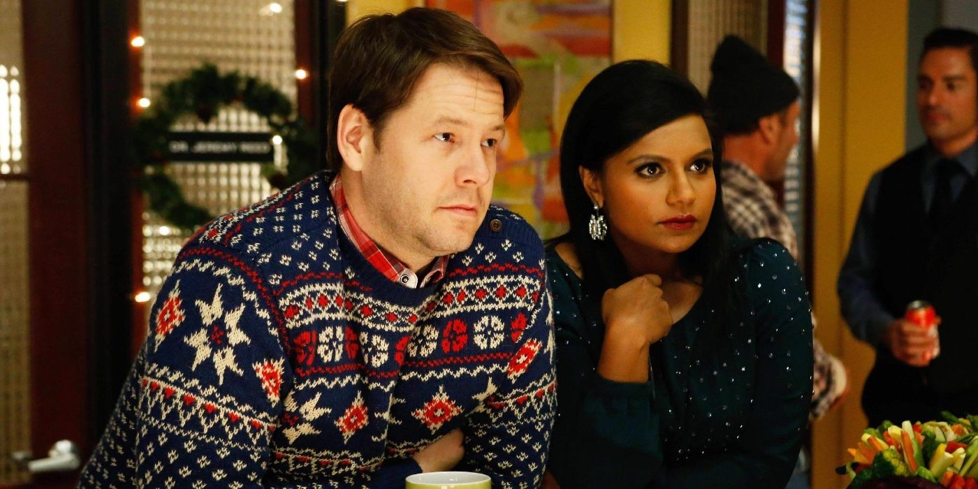 Mindy and Morgan looking serious on The Mindy Project