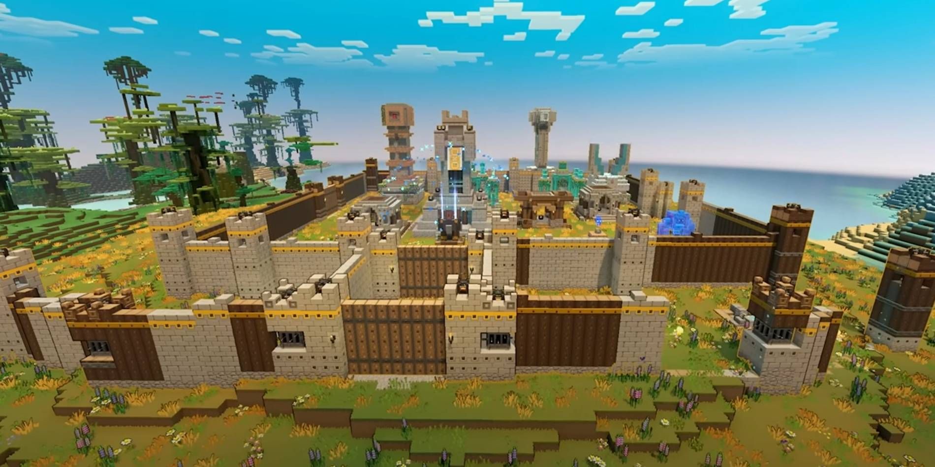 Minecraft Legends Membangun Pangkalan Melawan Tentara Piglin dengan Banyak Menara, Tembok, dan Bibit