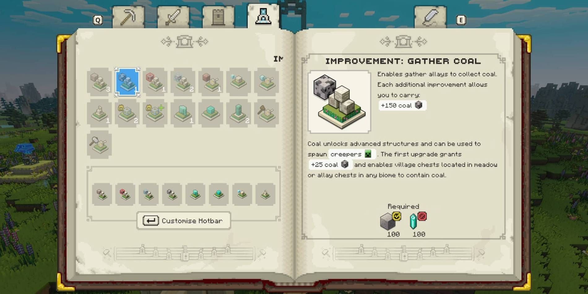 Minecraft Legends Improvement: Gather Coal Melody in Melody Book for Players to Upgrade