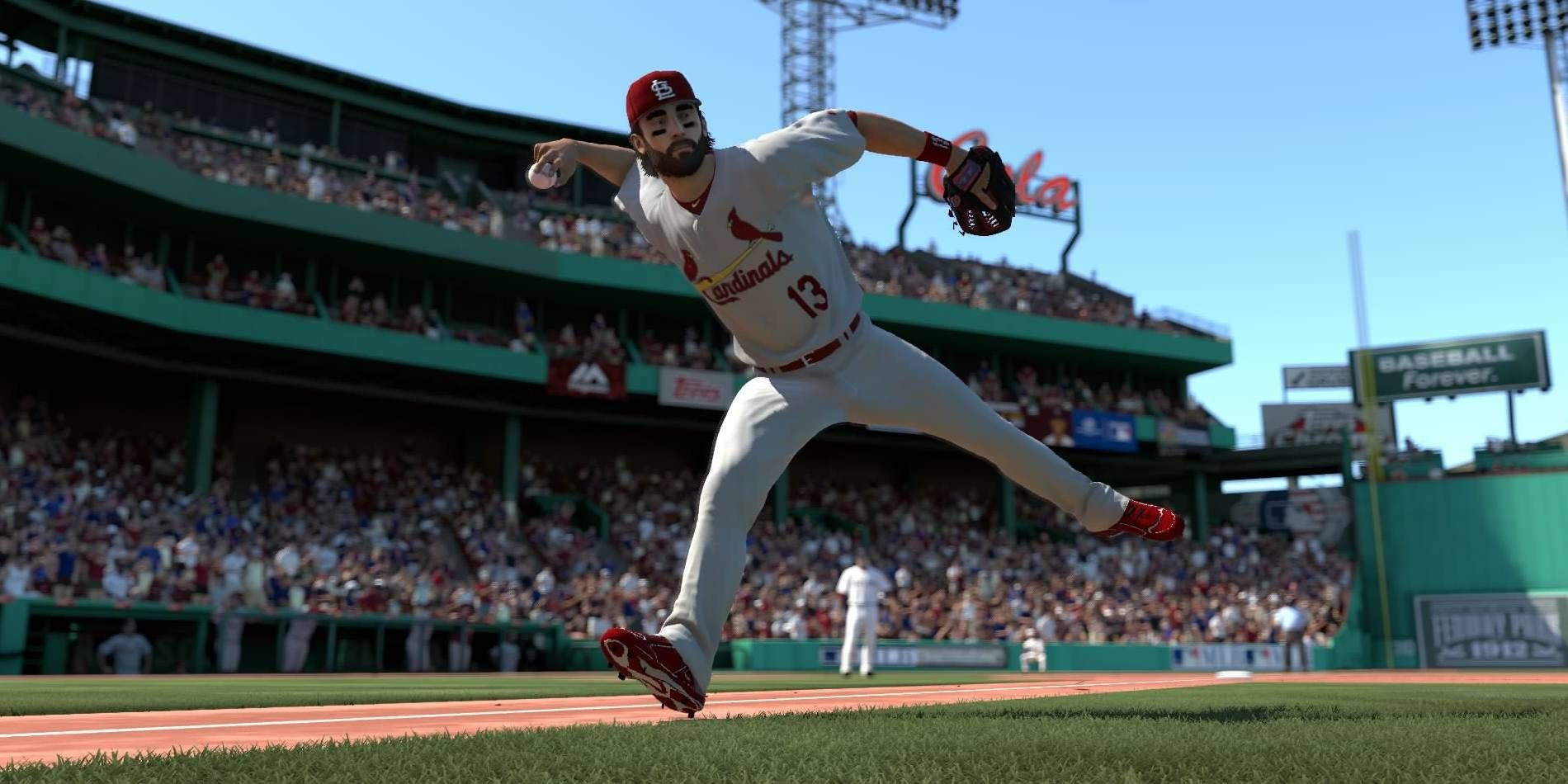MLB The Show 23 Shortstop Throwing Grounder Toward First Base Cinematic Angle After Out has been Declared