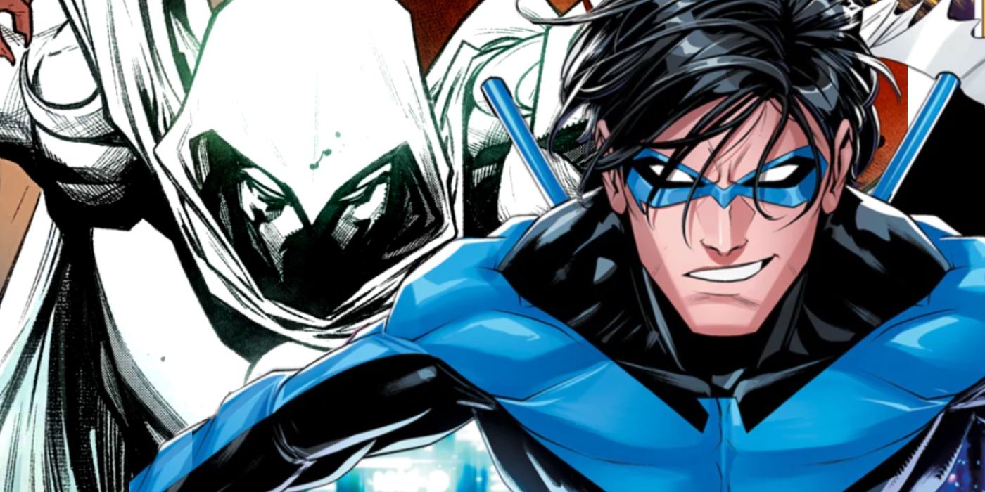 Moon Knight fighting behind Nightwing