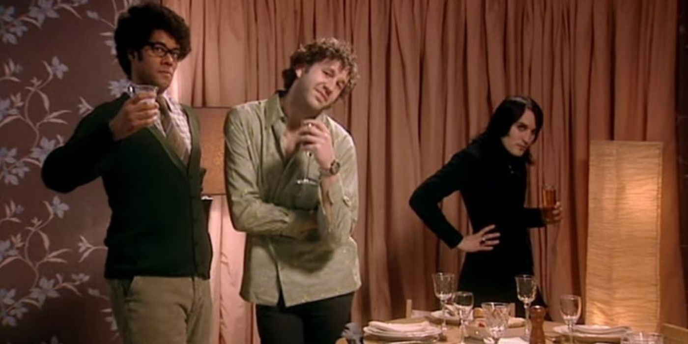 Moss Roy and Richmond posing in The IT Crowd