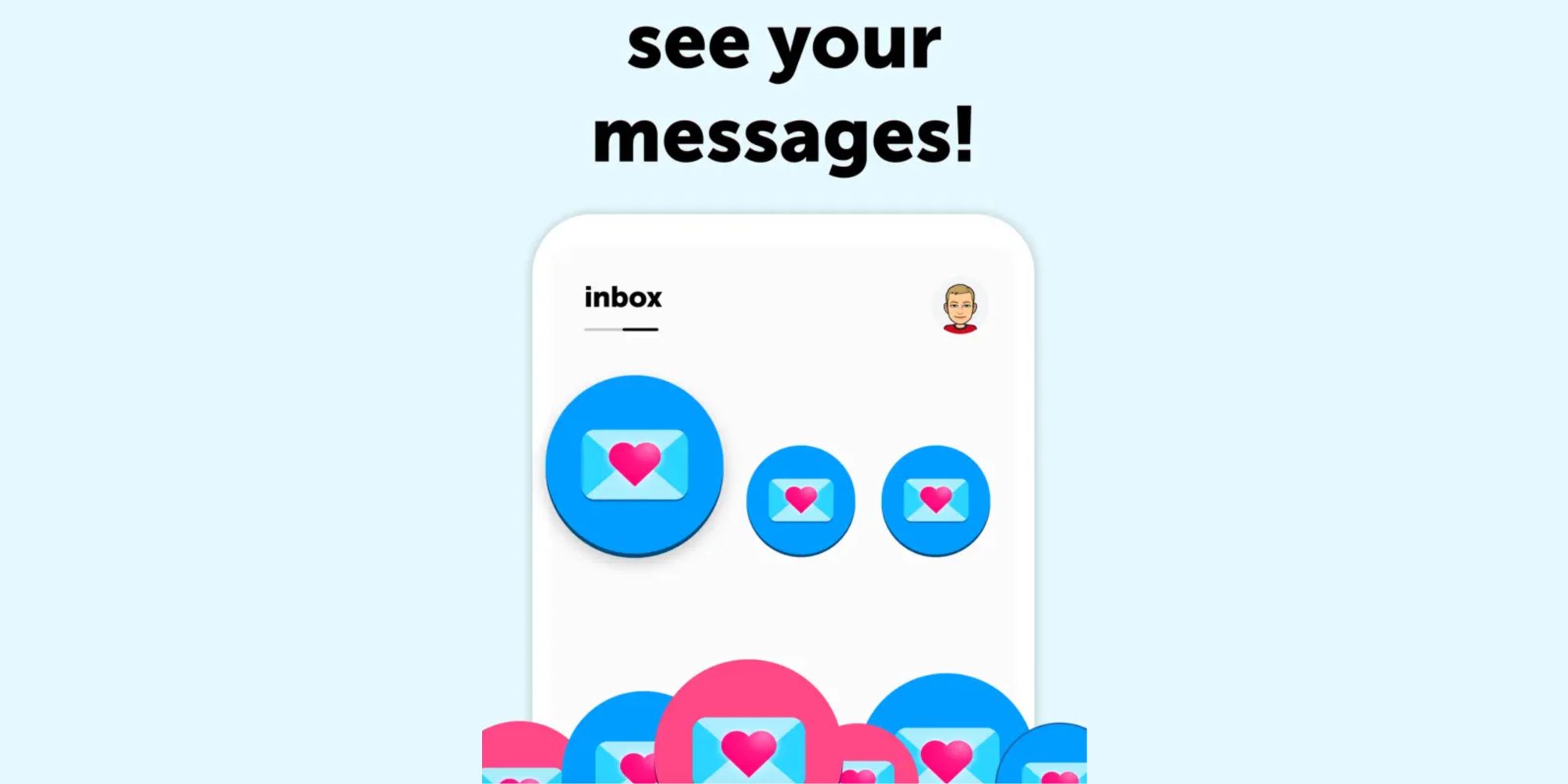 The Sendit logo of an envelope with a heart icon is pictured in pink and blue on a blank Snapchat screen