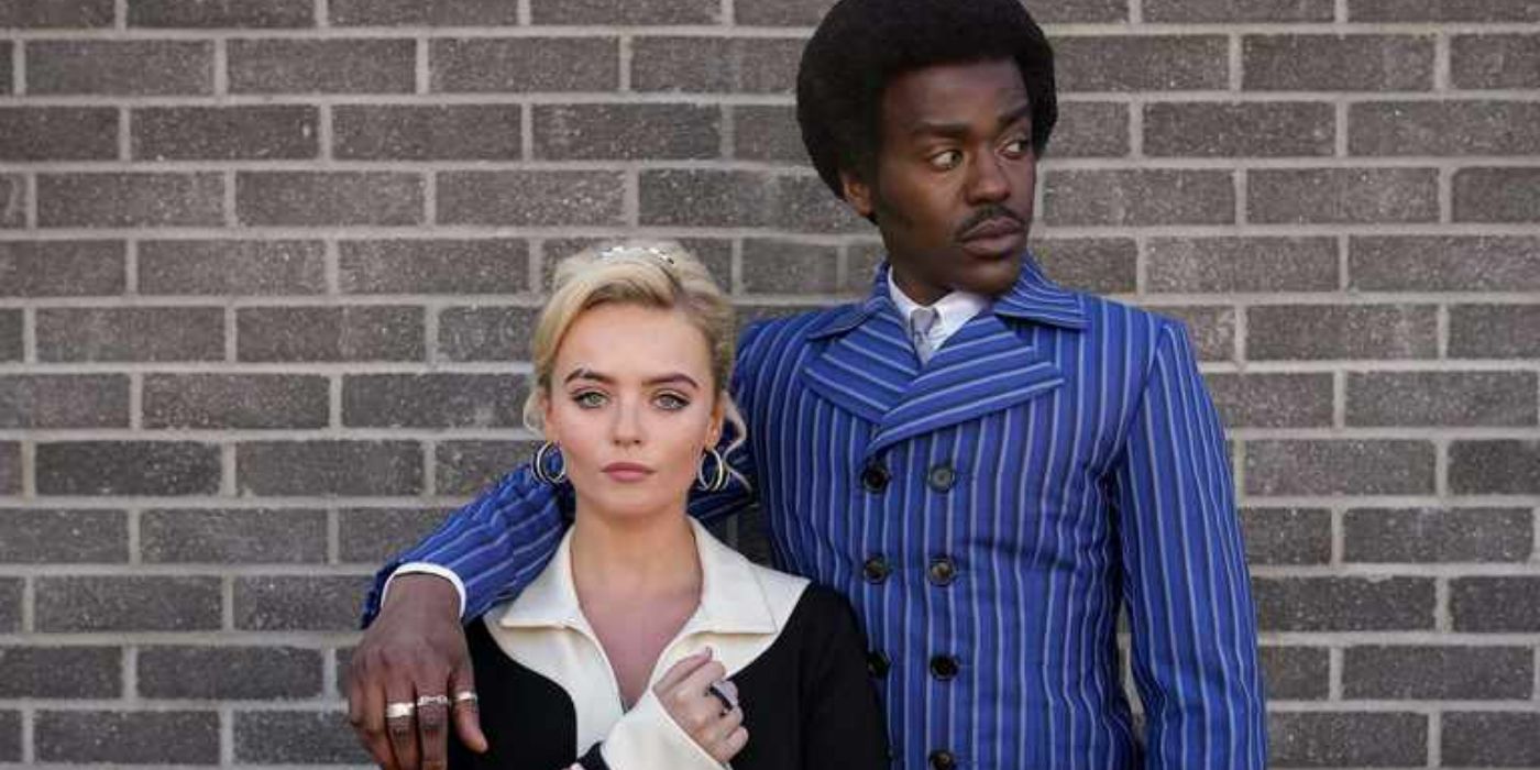 Ncuti Gatwa as Fifteenth Doctor and companion Ruby dressed in 60s fashion in Doctor Who images
