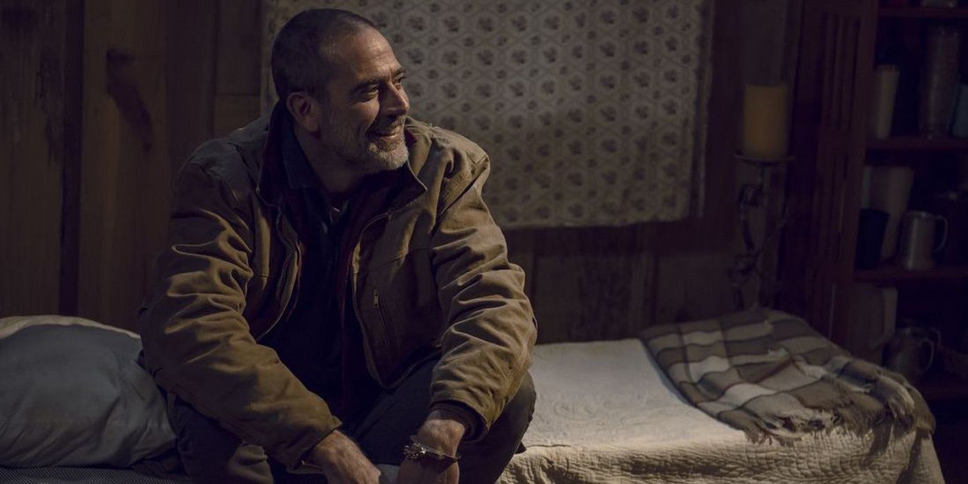 Negan sitting in his cell on Walking Dead.