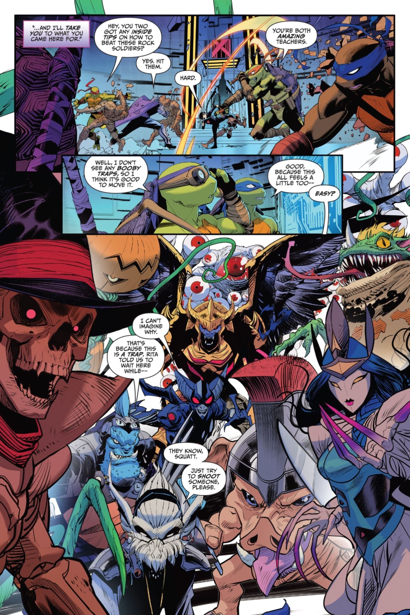 TMNT fight Power Rangers villains.