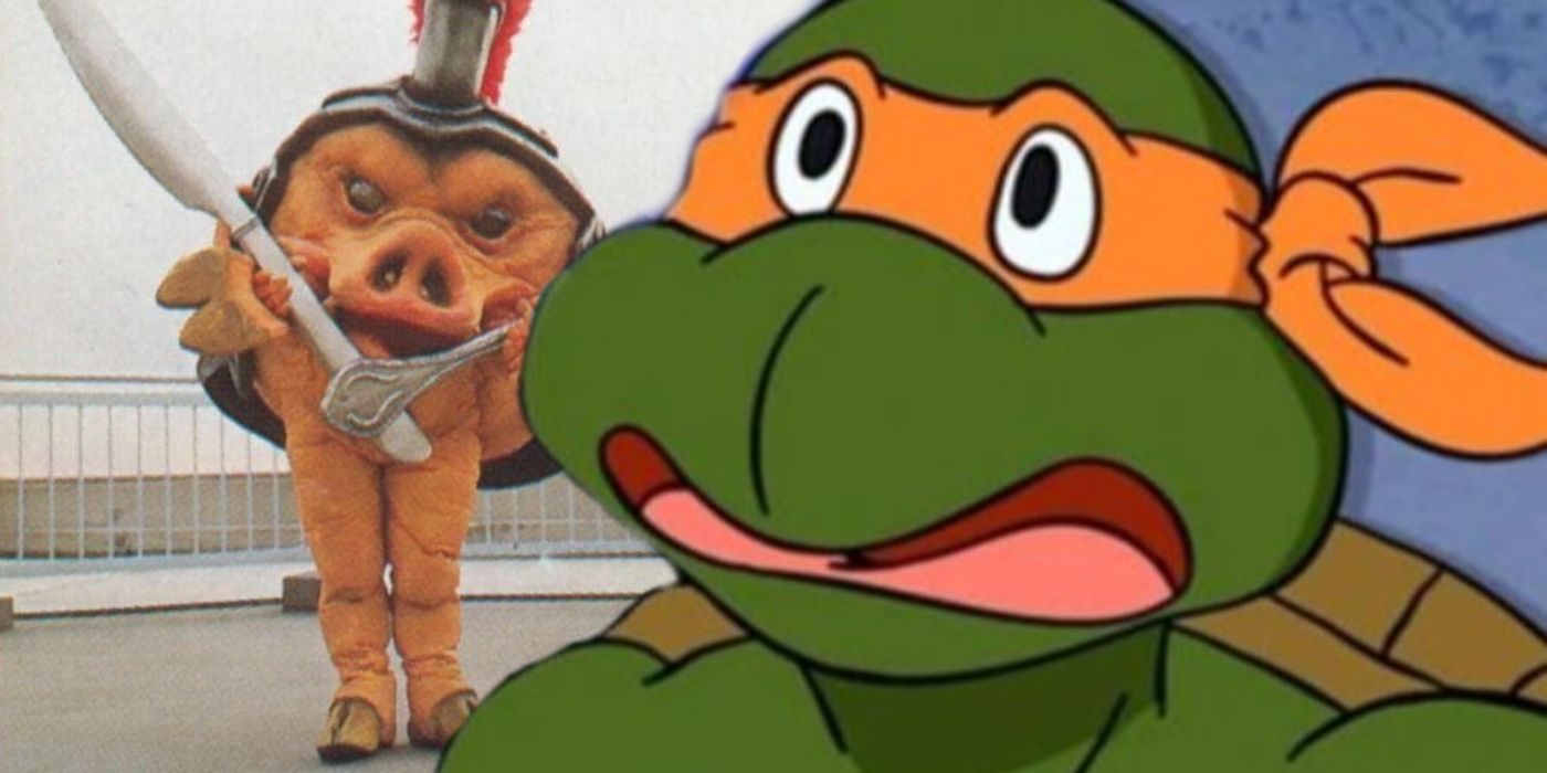 TMNT&rsquo;s Mikey and Pudgy Pig from Power Rangers.