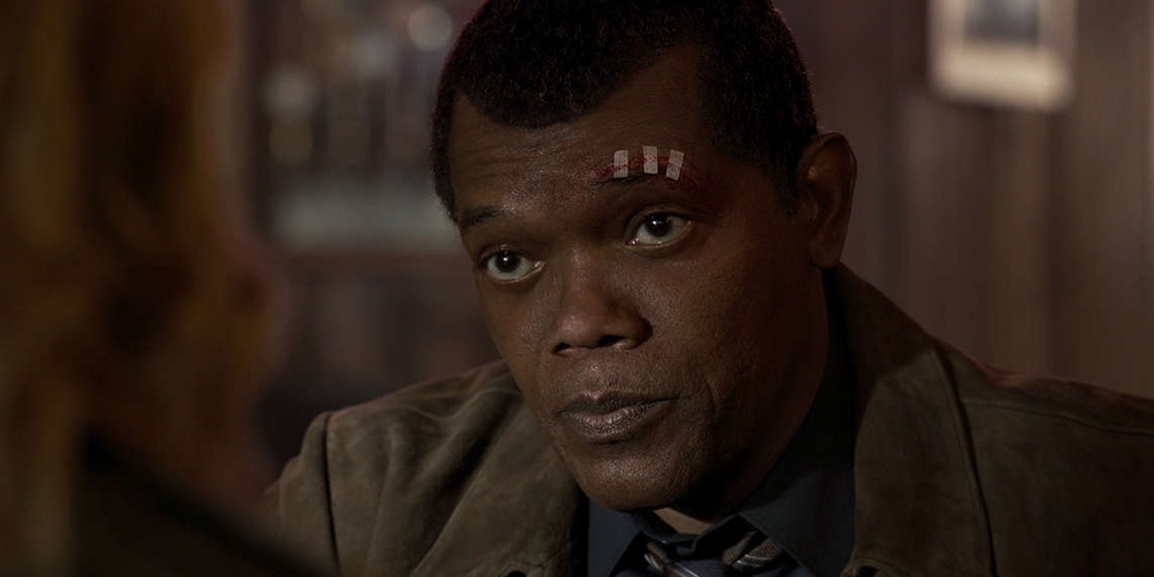 Nick Fury in a bar in Captain Marvel
