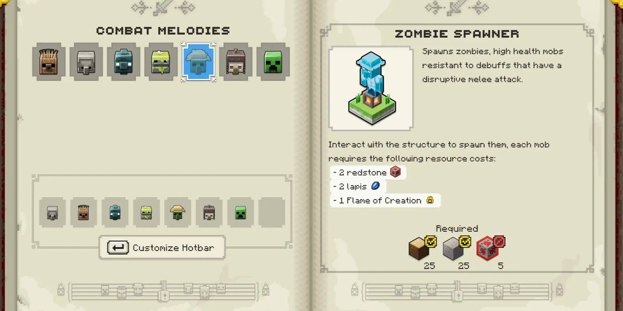 Minecraft Legends Zombie Spawner Combat Melody to Create Friendly Mobs for Battles