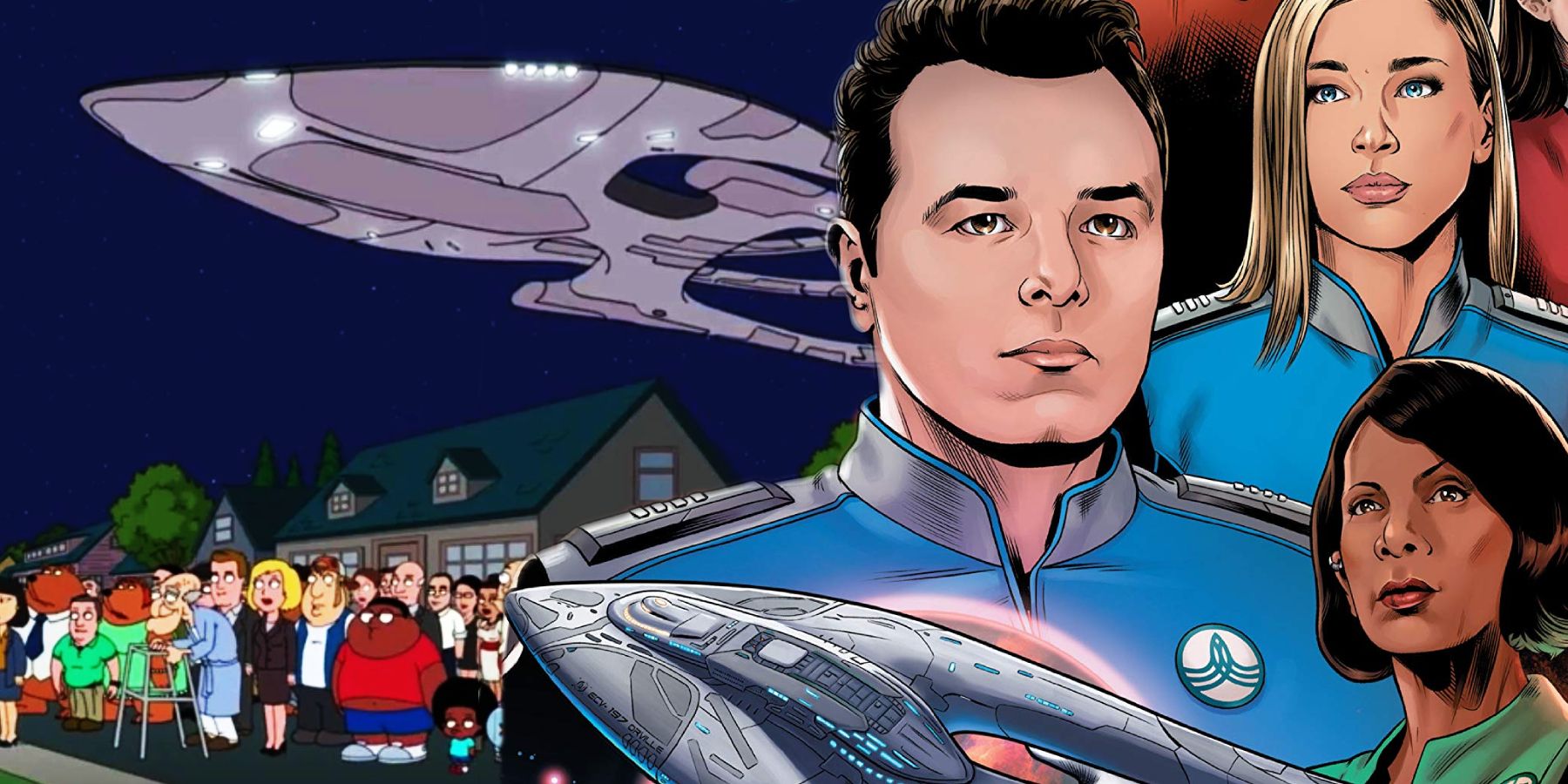 The Orville in Family Guy, and the Orville comic book artwork