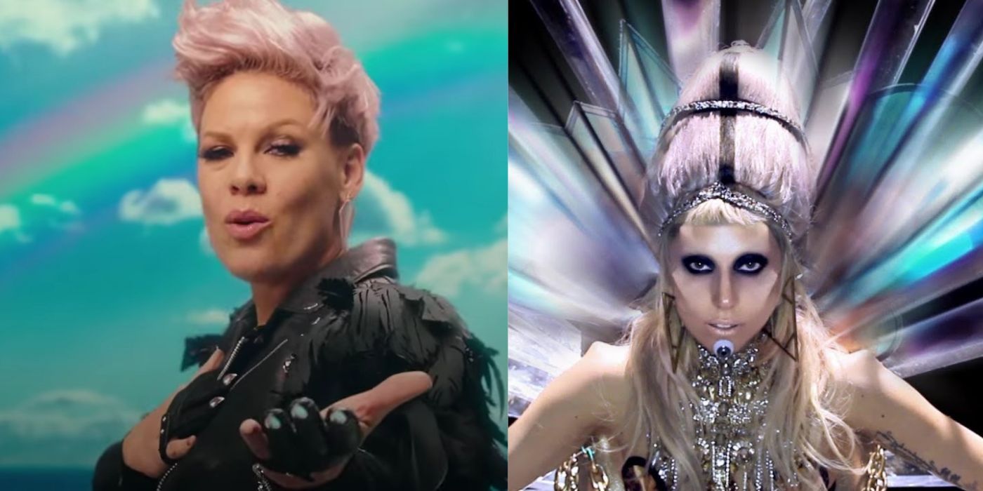 P!nk in Popstar and Lady Gaga in Born This Way video
