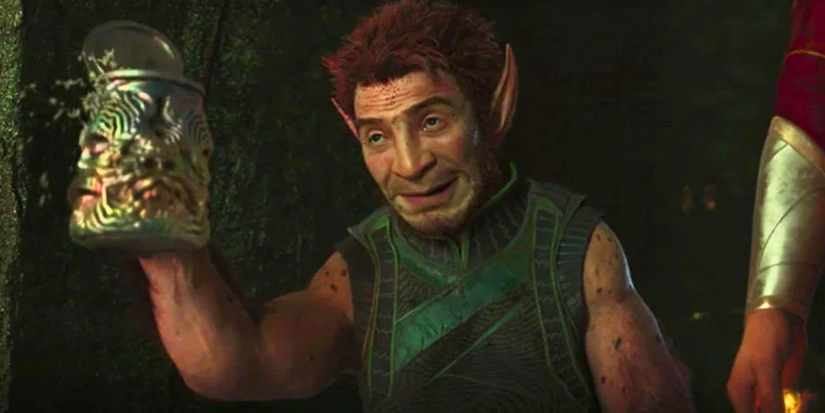 Pip the Troll lifts a cup morbidly in the Eternals post credit scene