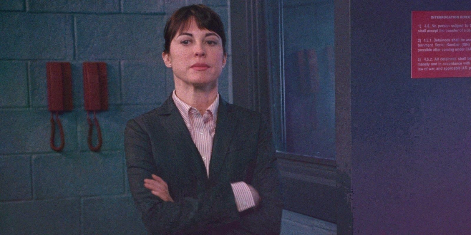 Rebecca Pidgeon in a suit in Red