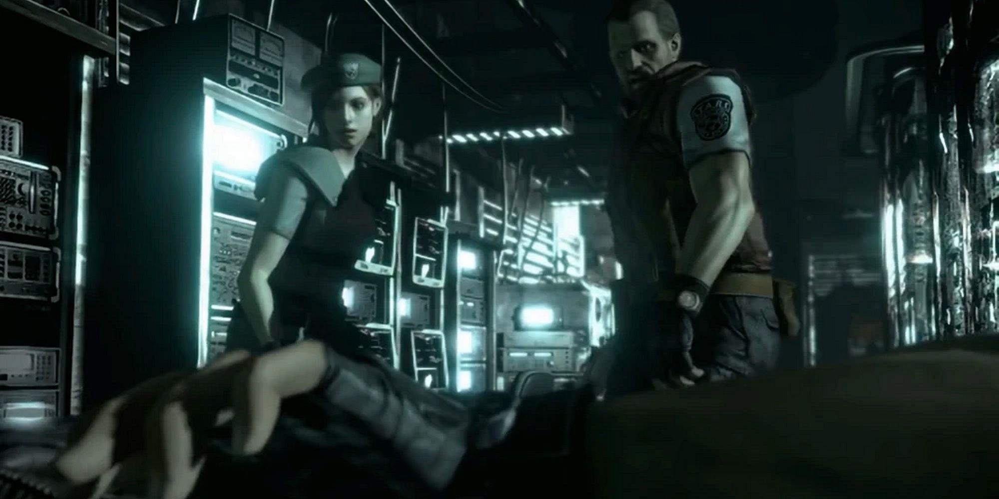 Jill and Barry in the lab in the mansion from Resident Evil