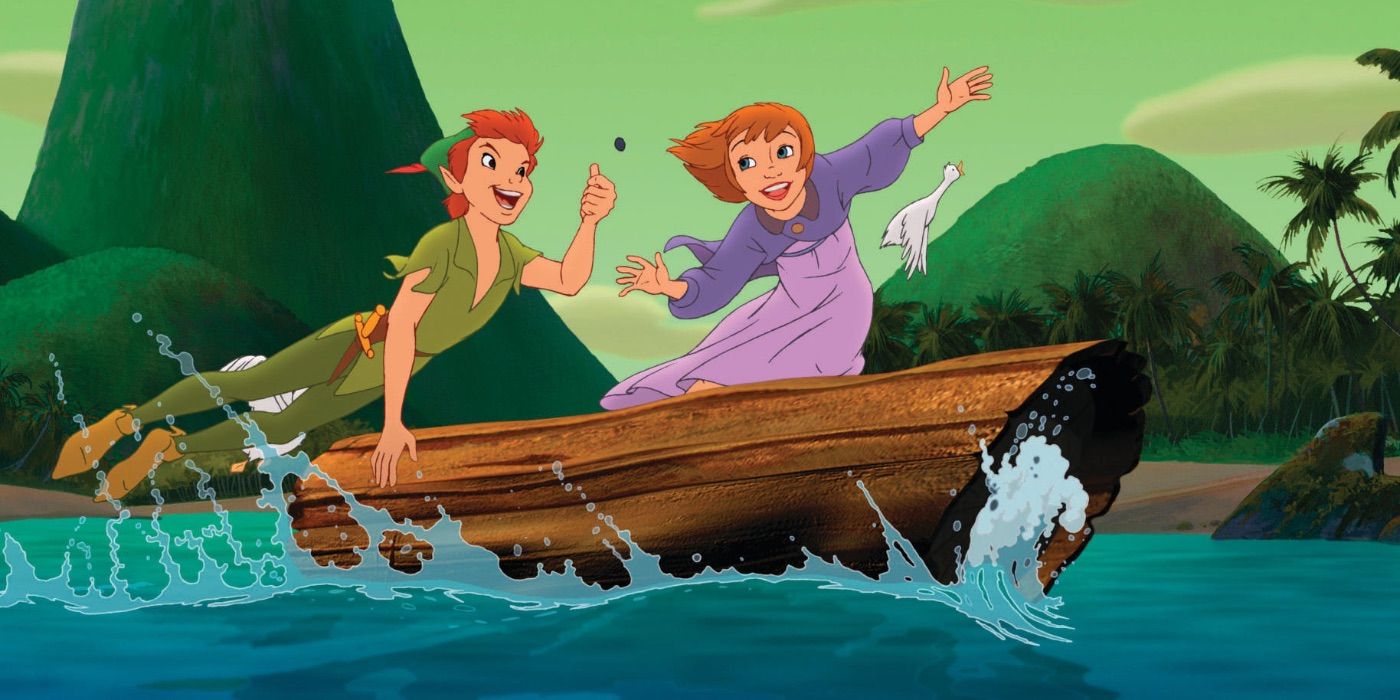 Peter and Jane ride a boat in Return to Neverland