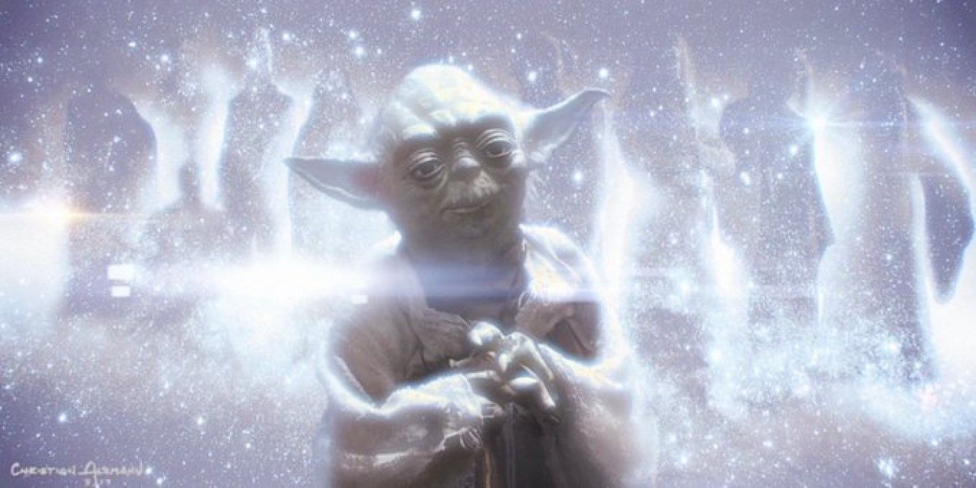 Rey encountering Yoda and other Jedi in the Netherworld of the Force - Star Wars Duel of the Fates