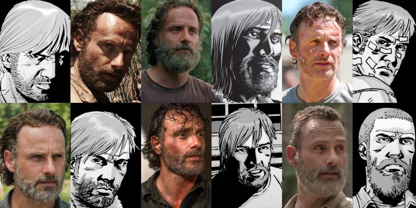 Rick Grimes designs from across the walking dead comic and show