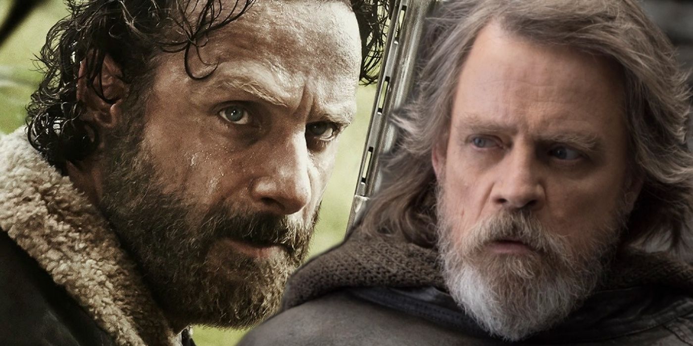 The Walking Dead's Rick Grimes and Star Wars' Luke Skywalker looking at each other