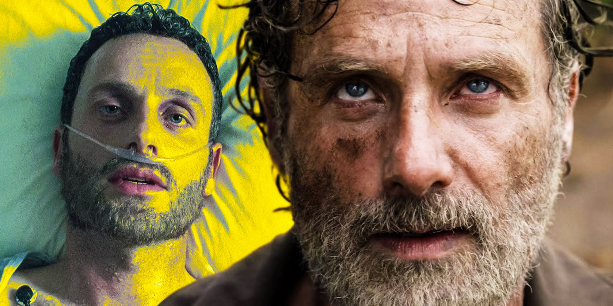 Rick Grimes do final e estreia de The Walking Dead.