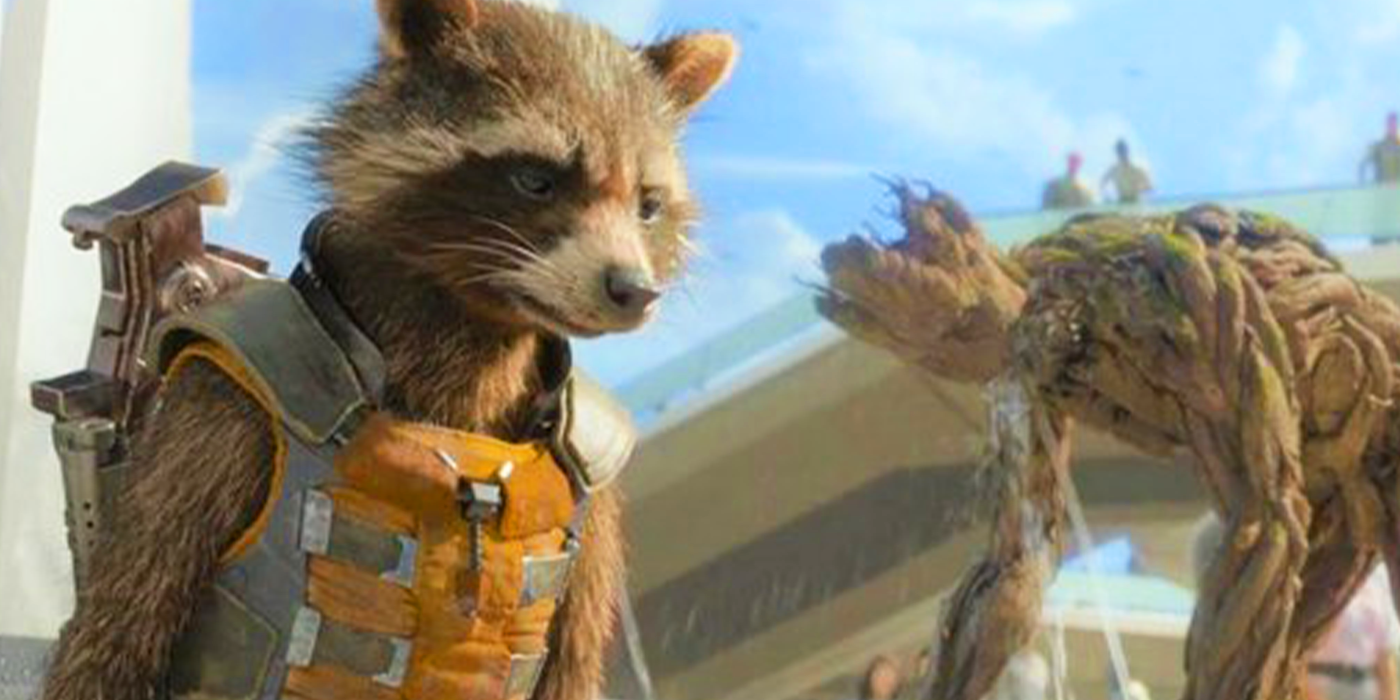 rocket with groot in guardians of the galaxy