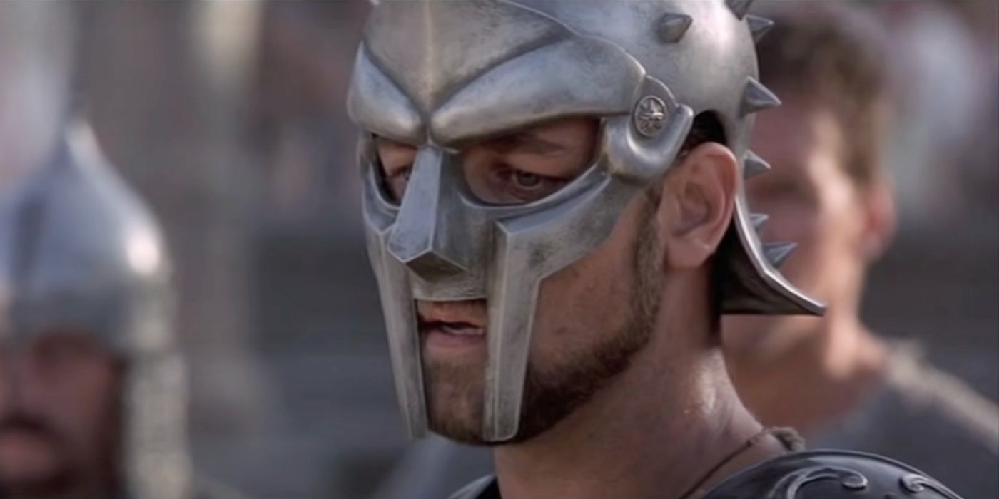 Russell Crowe in Gladiator's mask