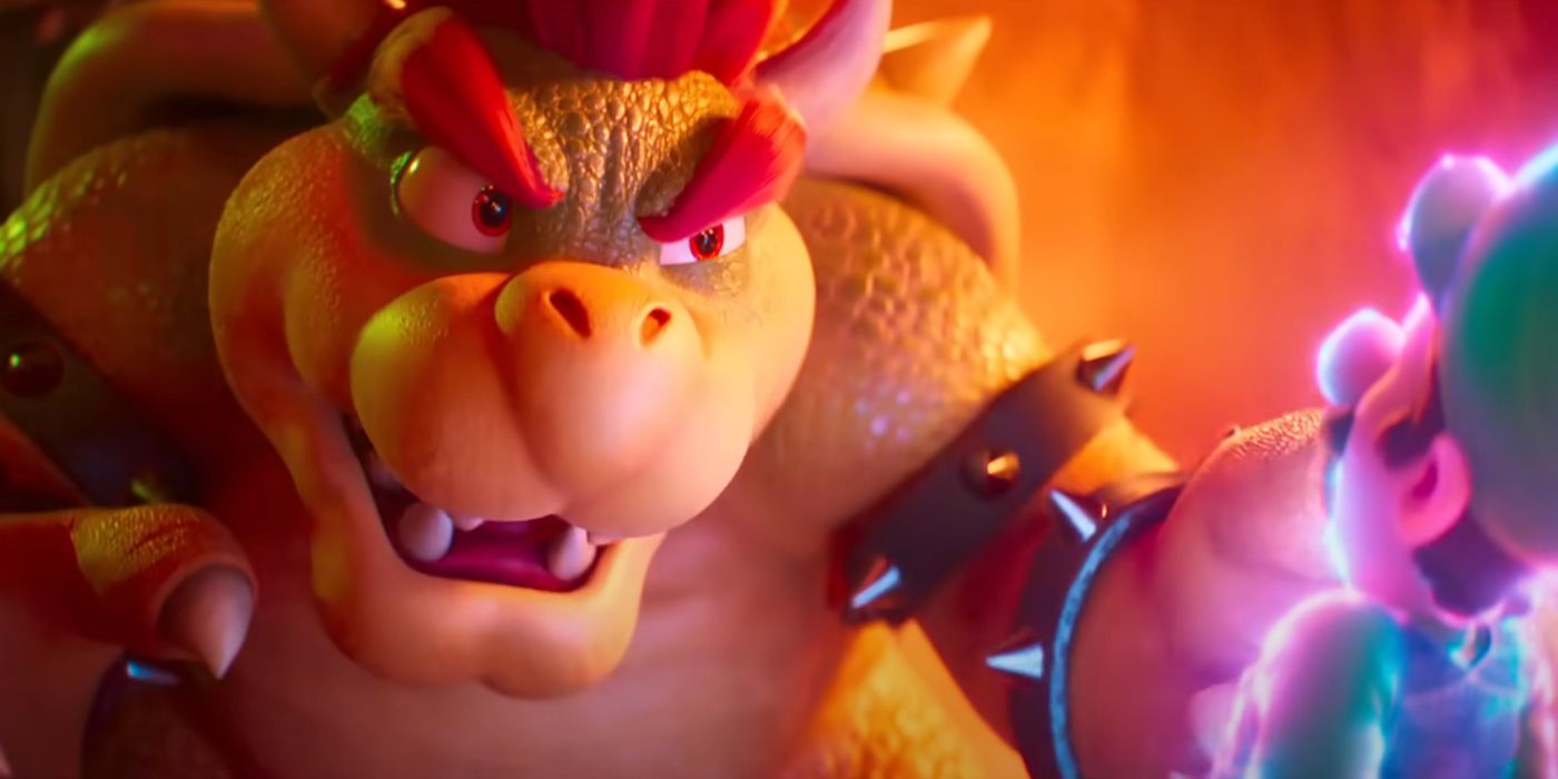 Bowser menaces Luigi in the Super Mario Bros. Movie