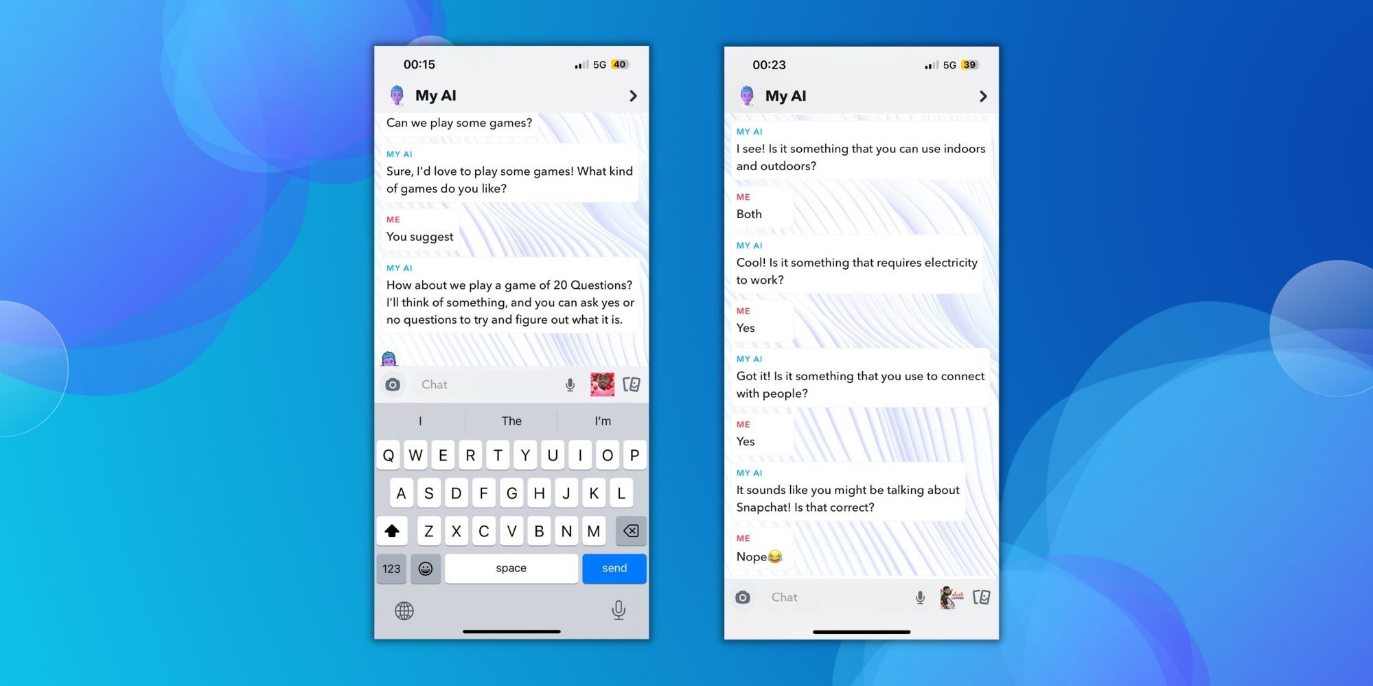 Cuplikan layar game berbasis teks dengan Snapchat's My AI 