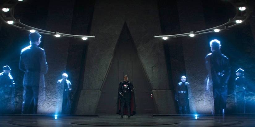 Moff Gideon convening the Shadow Council in The Mandalorian season 3, episode 7