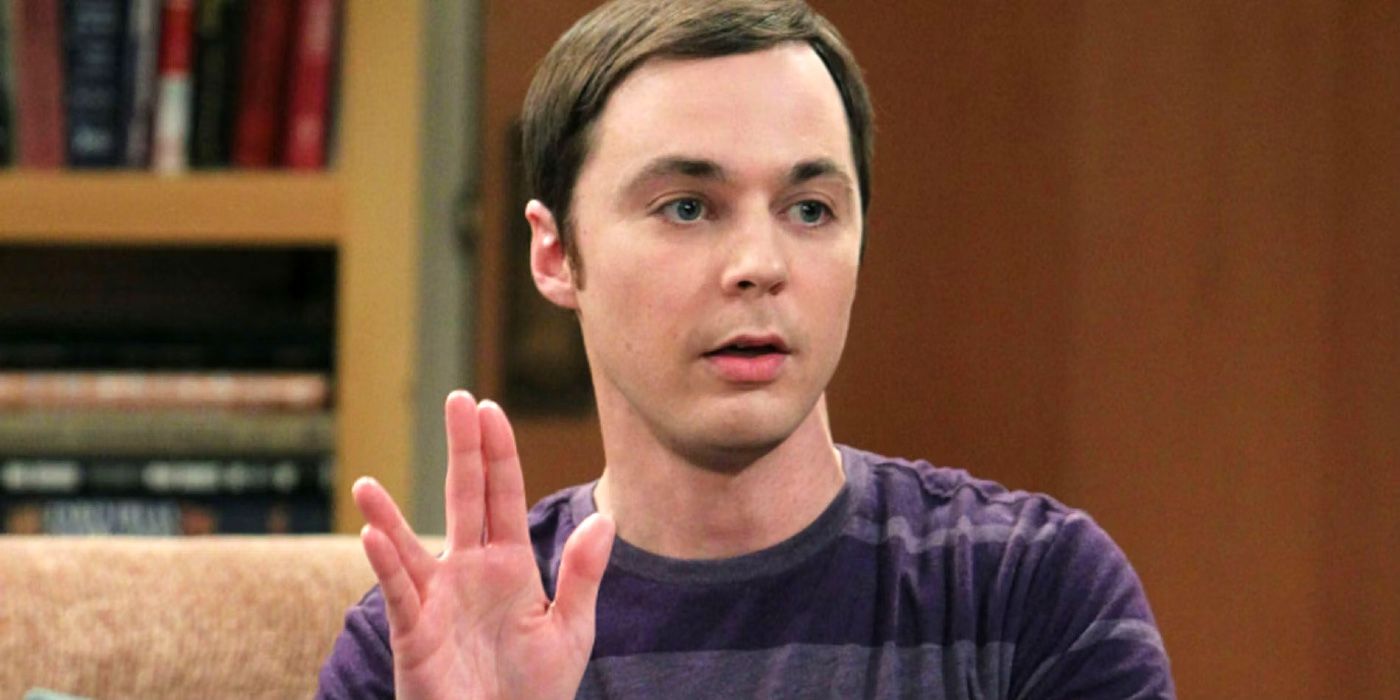Sheldon Holding up the Spock Symbol in The Big Bang Theory